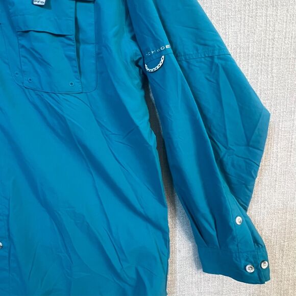 3 Columbia Bahama PFG Breathable Long Sleeve Button Down Shirt (Men's L) Blue - Picture 10 of 16